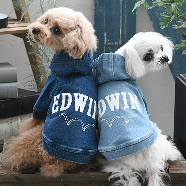 EDWIN（ エドウィン）デニムライクロゴパーカー | 犬服・ドックウェア