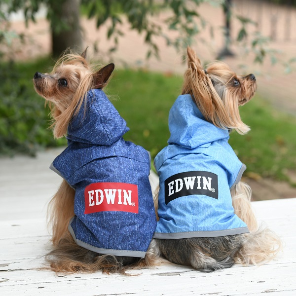 EDWIN（エドウィン）デニムプリントレインコート｜全2色　犬服・ドックウェアCalulu(カルル)